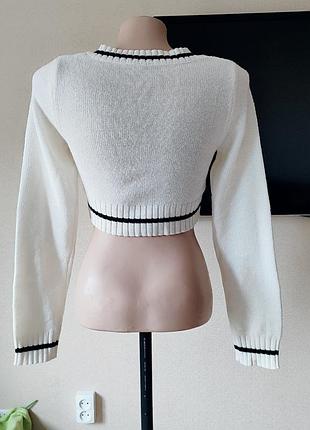 Белый кроп-свитер h&amp;m 4