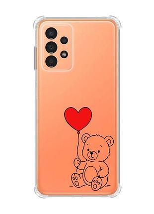Чохол з потовщеними кутами на samsung galaxy a13 4g ведмежатко з сердечком (принт 431)
