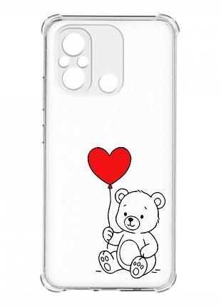 Чехол с утолщёнными углами на xiaomi redmi 12c медвежонок с сердечком (принт 431)