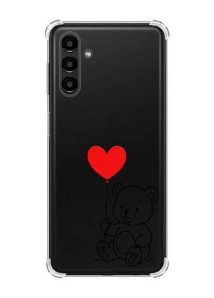 Чохол із потовщеними кутами на samsung galaxy a04s/a13 5g ведмежатко з сердечком (принт 431)