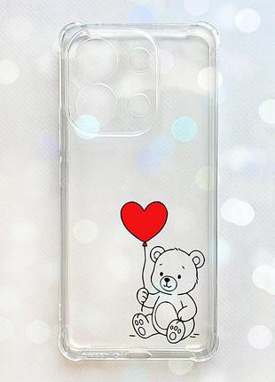 Чехол с утолщёнными углами на xiaomi redmi note 13 4g медвежонок с сердечком (принт 431)