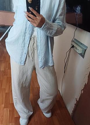 Рубашка оверсайз 100% лен h&amp;m оригинал р.м,л,хл