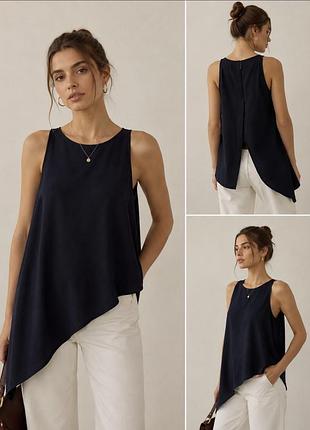 Асимметричная темно-синяя блуза h&amp;m
