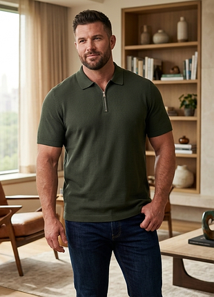 Чоловіча футболка поло autograph від m&s (marks & spencer) supima cotton р. 2xl темно-зелена теніска на блискавці