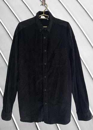 Мужская черная вельветовая рубашка asos l xl 40 42 оригинал асос вельвет куртка оверсайз с длинным рукавом 50 52 54