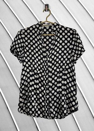 Шовкова 100% блуза  жіноча zara s m 36 38 оригінал зара блуза в горошок 100% шовк з коротким рукавом літня блузка 42 44 46