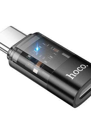 Переходник/адаптер hoco ua36d usb type-c lightning 3a черный прозрачный