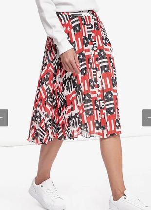 Червона спідниця міді tommy hilfiger