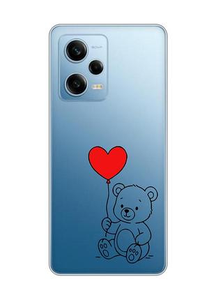 Прозрачный чехол на xiaomi redmi note 12 5g медвежонок с сердечком (принт 431)