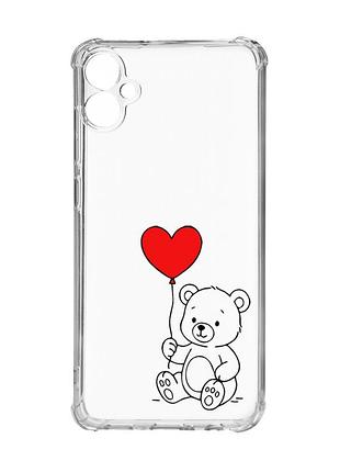Чехол с утолщёнными углами на samsung galaxy a05 (a055) медвежонок с сердечком (принт 431)