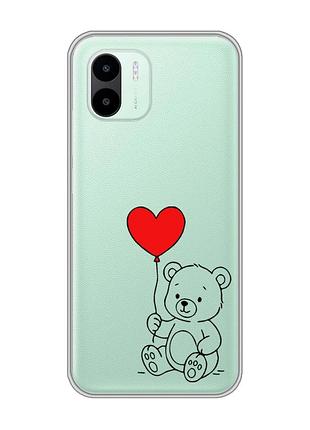 Прозрачный чехол на xiaomi redmi a1 медвежонок с сердечком (принт 431)