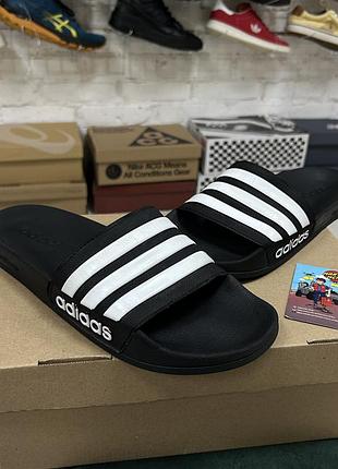 Чоловічі шльопанці adidas adilette shower сланці пляжні спортивні для басейну тренувань в душ легкі оригінал бу 43-44 р повсякденні чорні