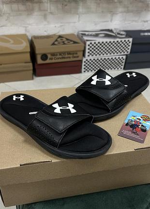 Жіночі шльопанці under armour ignite vi slide спортивні повсякденні мʼякі чорно-білі оригінал для тренувань залу бу 37-37.5 р легкі літні на липучці