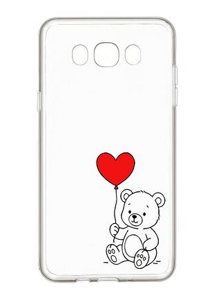 Прозрачный чехол на samsung galaxy j5 (2016)/j510 медвежонок с сердечком (принт 431)