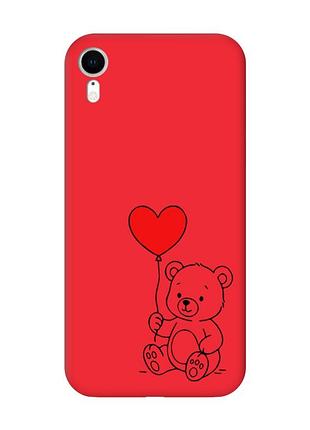 Матовий червоний чохол на apple iphone xr ведмежатко з сердечком (принт 431)