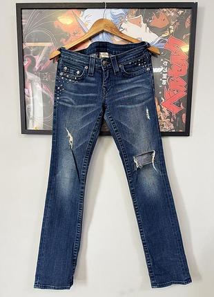 Жіночі true religion joey bootcut джинси сині з потертостями та заклепками
