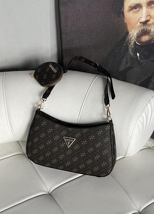 Сумка жіноча guess noelle багет 2 в 1 коричневий