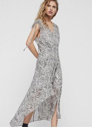 Легка шифонова асиметрична сукня allsaints kamila zed