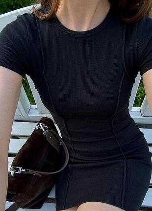 Стильна сукня в рубчик у чорному кольорі від h&m 🖤