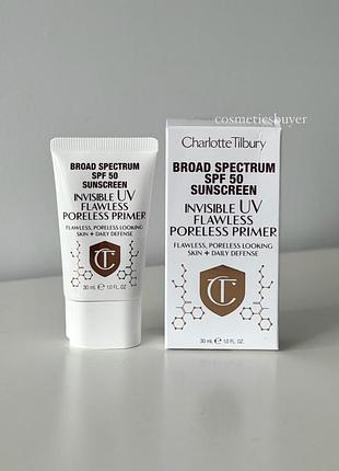Сонцезахисний праймер база під макіяж з спф сонцезахист charlotte tilbury invisible uv flawless poreless primer spf 50