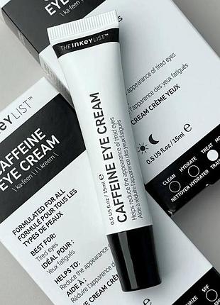 Крем для кожи вокруг глаз the inkey list caffeine eye cream, объемом 15 мл