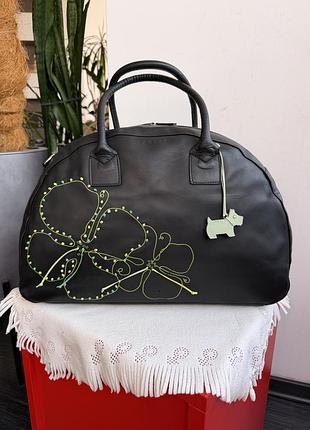 Сумка кожаная radley - очаровательная, дорожная, с цветочным узором на черном фоне