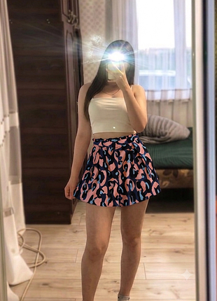 Висока посадка ✨ topshop 🩳 літні шорти з абстрактним принтом 🌸 шорти з високою талією s 36