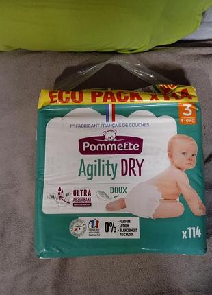 Підгузки pommette agility dry розмір 3 (4-9 кг) eco pack 114 шт.