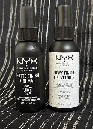 Два спреї-фіксатори для макіяжу від бренду nyx professional makeup об'ємом по 60 мл кожен