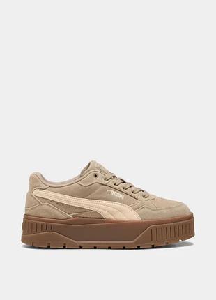 Замшеві кеди на платформі високій бежеві мокко коричневі puma karmen ii