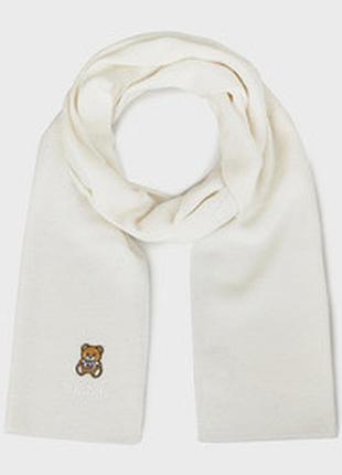 Розкішний вовняний шарф moschino teddy bear з фірмовою вишивкою