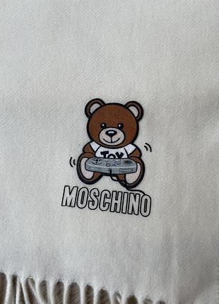 Розкішний вовняний шарф moschino teddy bear з фірмовою вишивкою