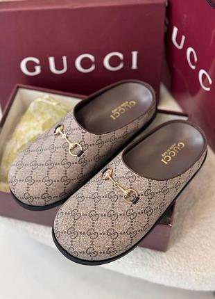 Мюлі сабо gucci коричневі жіночі