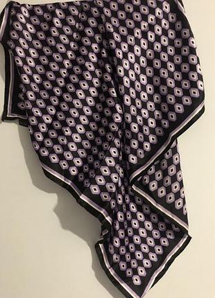 Шовкова хустка / шовковий платок 100% silk (hand made), геометричний принт, вінтаж 67х67 см