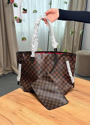 Жіноча сумка преміум neverfull mm damier ebene with pochette