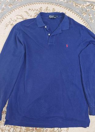 Оригінальне поло polo by ralph lauren з довгим рукавом у насиченому синьому кольорі.