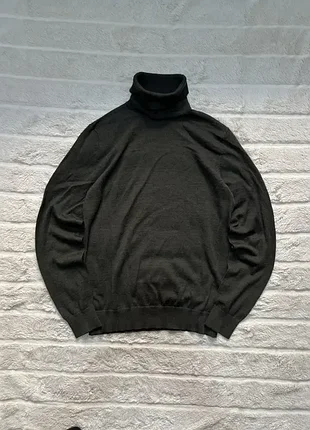 H&m (m) merino wool golf гольф чоловічий водолазка шерстяна закі зелен