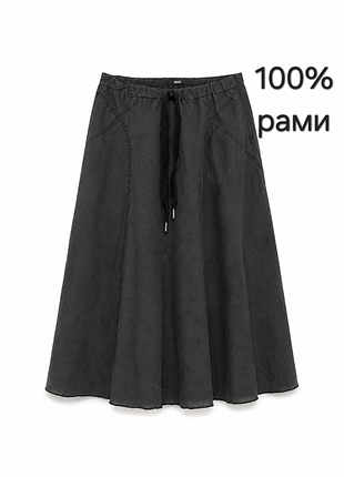Юбка миди из 100% рами графитового цвета, м