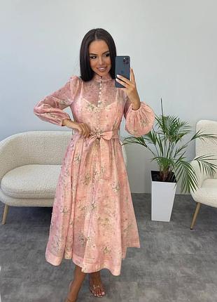 Персикова рожева сукня з поясом прозора zimmermann