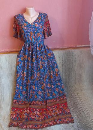 Яркое длинное платье макси в стиле бохо от shein, размер l (46-48)