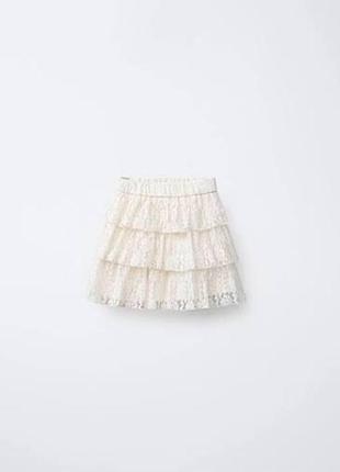 Спідничка мереживо екрю молочна zara