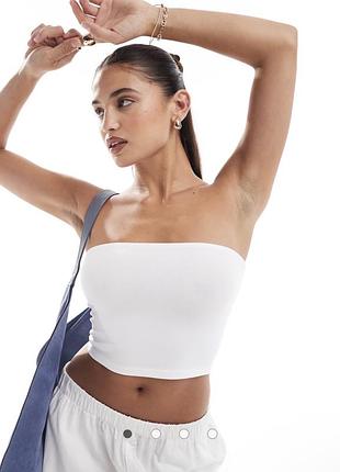 Asos белый топ бандо топик кроп топ базовый