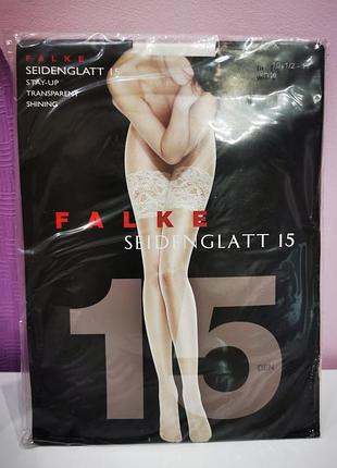 Білі панчохи на резинці falke seidenglatt 15 stay-up (німеччина)