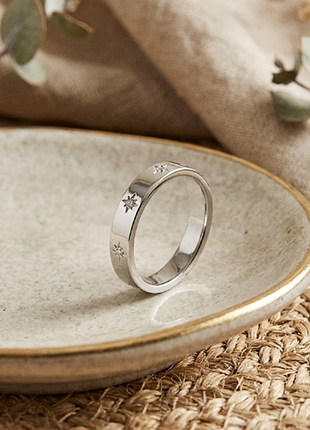 Гладке кільце з камінцями зірками нержавіюча сталь stainless steel