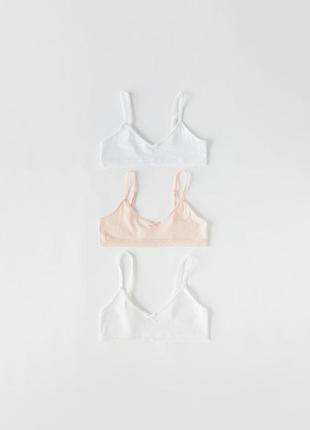 Набор укороченных хлопковых топов zara 9-10 гг, можно для близнецов