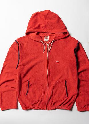 Levis vintage 70s hoodie jacket red with logo on chest talon zipper [kmh017282]