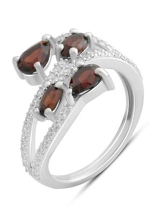 Кольцо серебряное родированное с натуральным гранатом 2.325ct, проба 925, размер 18, вес 3.42 гр (2182023)