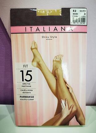 Тонкие колготки с открытыми пальцами italiana shiny style fit 15 den бежевые