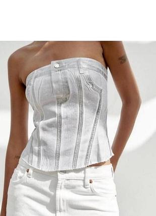 Джинсовий топ в корсетному стилі zara🤍