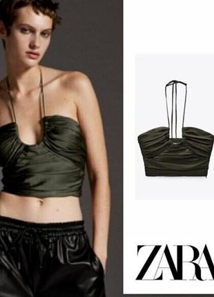 Оливковий кроп топ zara